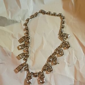 ANTIQUE ART DECO ROCK CRYSTAL STERLING SILVER NECKLACE